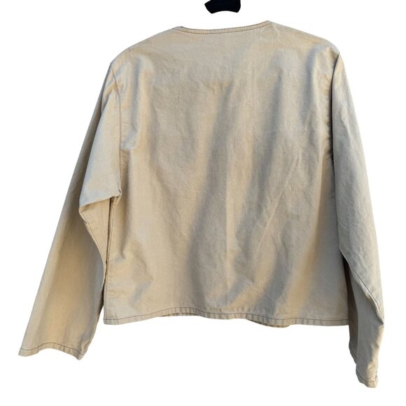 Pseudonyms Vintage Womens Long-Sleeve Snap Closure Beige Flap Pockets Jacket L - Picture 4 of 11